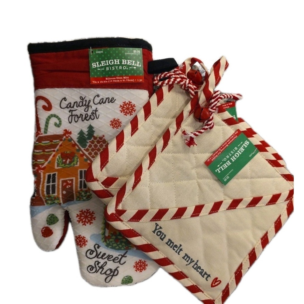 NEW Set Of 3 Pot Holders Cloth Set Christmas Kitchen Decor You Melt My Heart‎